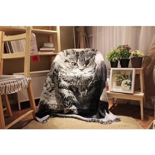 Nordic Pet Pattern Tapestries Tassel Decor Sofa Cover Bed Sheet Picnic Blanketwall Hanging Background Photograph Fashion Valance