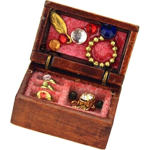 New 1:12 Doll House Miniature Furniture Wooden Sticker Jewelry Box Dollhouse Accessory Classic Toys Pretend Play Creative Gift