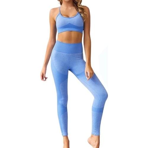 SALSPOR Seamless Set Women Shockproof Workout Bra High Waist Fitness Leggings Women Slim Sets Hips Push Up Legging Suit Jeggings
