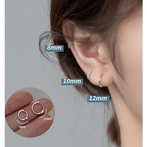 KAMIRA 925 Sterling Silver Gothic Minimalism Ear Buckle Smooth Crystal Round Stud Earrings for Women Charms Huggie Party Jewelry