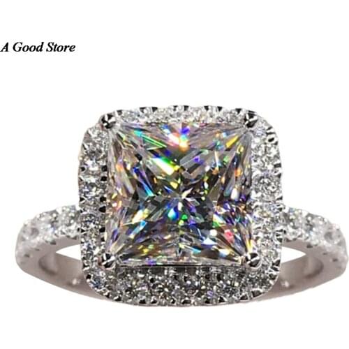 Hearts And Arrows Princess Cubic Zirconia Women Engagement Wedding Rings Fashion Contracted Style Jewelery Gift