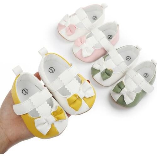 Spring Autumn Baby PU Leather Baby Girl Baby Butterfly-knot Shoes Bow Soft Soled Non-slip Footwear