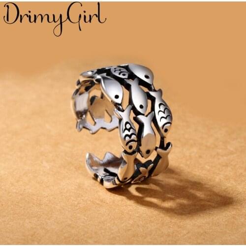 Punk Vintage Fish Rings For Women Boho Female Charms Jewelry Men Antique Knuckle Ring Fashion Party Gift