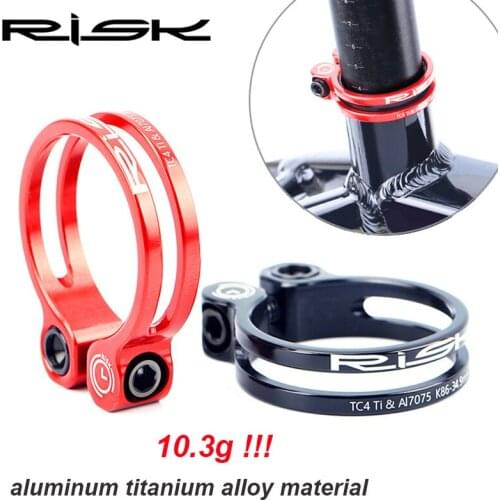 RISK Titanium Bicycle Seat Post Clamp Ultralight Aluminum Clip+Ti Bolts MTB Road Bike Seatpost Clamp 31.8mm 34.9mm Accessories