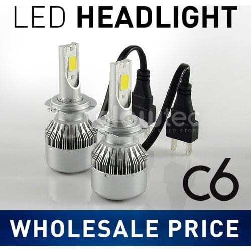 2pcs C6 H4 6000K LED CAR COB HEADLIGHTS 36W/3800Lm car LED lights bulbs 12V GLOWTEC