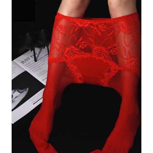 2 in 1 Lace Panties Stockings Oil Shiny Sexy Transparent Tights High Waist Pantyhose Smooth Ultra Thin Women Lingerie Underwear