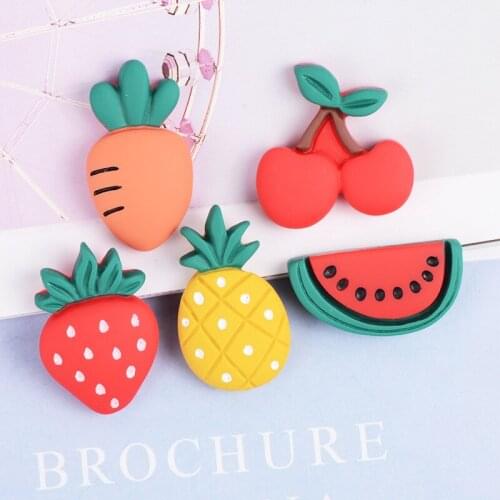 20pcs Cartoon Frosted Resin Fruits Jewelry Ornaments DIY Craft Supplies Phone Shell Decor Cute Hair Accessories Hairpin Material