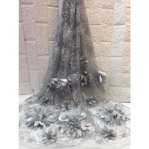 African lace fabric 2021 embroidery Nigeria lace fabric high quality French tulle 3D lace fabric for women wearing ZX36701