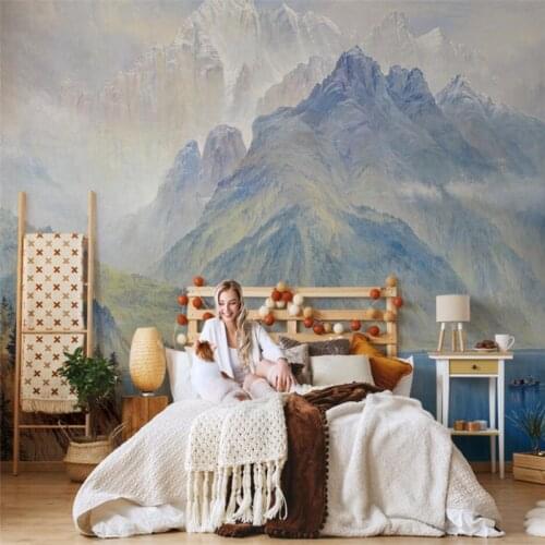 Beibehang Custom Nordic abstract art mountain lake landscape wallpapers for living room TV background 3D wall papers home decor