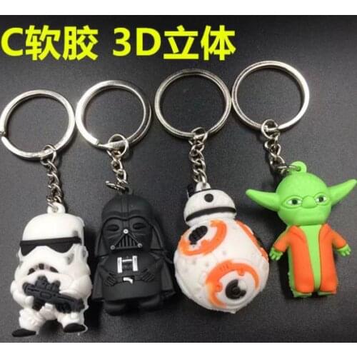Disney 7 White Soldier Black Samurai Darth Vader Robot Keychain Rope Keychain 3D Stereo Car Pendant Cute Keychain Gifts
