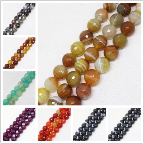 16mm Multi-color Faceted Stripe agates Round Beads 14.5",For DIY Jewelry Making ! We provide mixed wholesale for all items