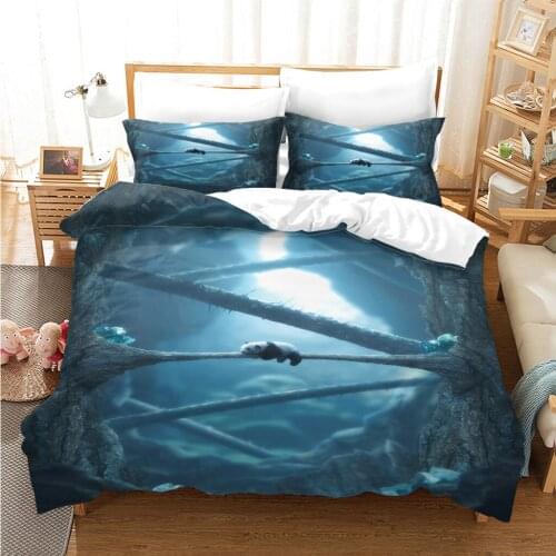 Dark Forest Scenery with Sunbeams Fog Vintage Nostalgic Colors Fantasy Art Decorative 2/3 Pcs Bedding Set with Pillowcases