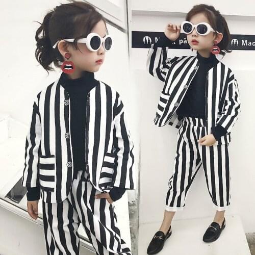 Striped kids clothes kids clothes 2020 baby girl long sleeve suit suit girl costume clothing