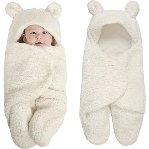 Baby Sleeping Bag Ultra-Soft Fluffy Fleece Newborn Receiving Blanket Infant Boys Girls ClothesSleeping Nursery Wrap Swaddle