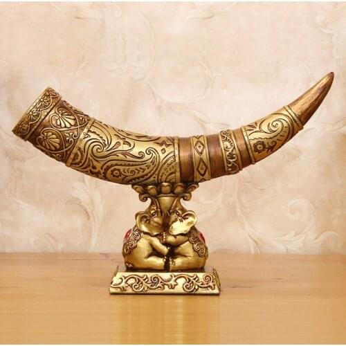 European Resin Lucky Lvory Ornaments Crafts Home Livingroom Figurines Decoration Porch TV Cabinet Elephant Longma Sculptures Art