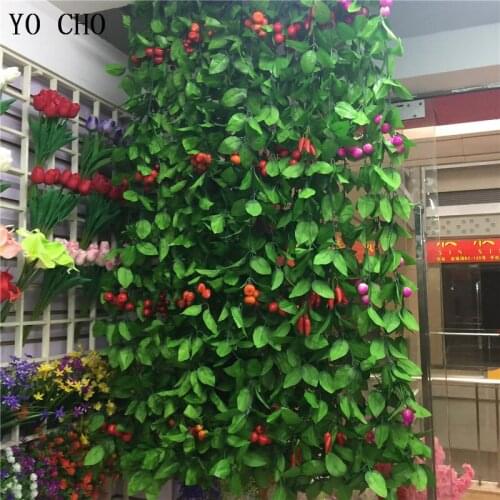 YO CHO Artificial Flower Real Touch Plastic Fruit and Vegetables Vine Fake Green Rattan Branches Home Garden Wedding Party Decor