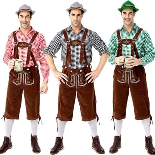Cosplay Costume Halloween Party 3Pcs Set Adult Oktoberfest Lederhosen Costume Man Bavarian Octoberfest German Festival Beer Male