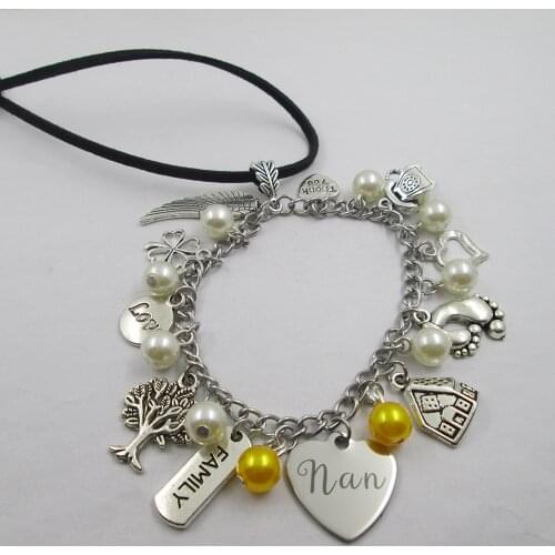 Nan family theme home love leather stainless steel chain rearview mirror christmas tree decoration Bag ornaments