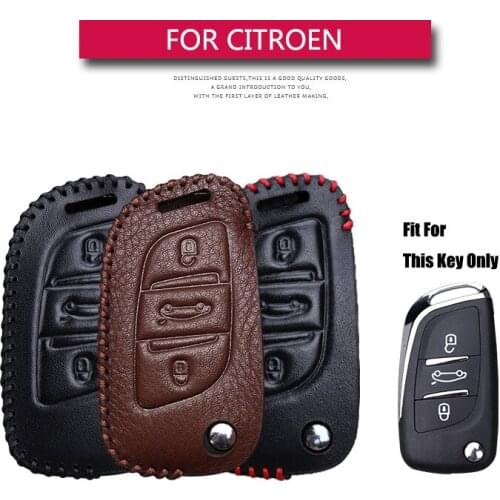 Leather Car Key Case Fob Cover For Citroen DS3 DS4 DS5 C1 C2 C3 C5 X7 C8 C4 Cactus Xsara Picasso 2021 Key Shell Auto Accessories