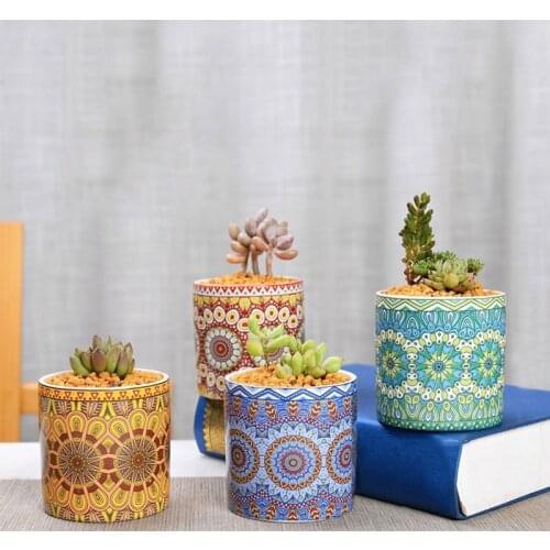 Indoor Flower Pot Succulent Plant Pot Gardening Potted Desktop Bonsai Ceramic Pot Art Vase Home Office Decor Garden Supplies
