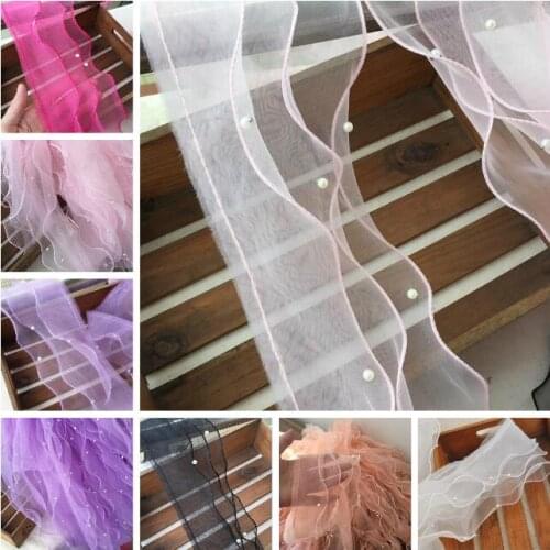 1 Yard 3 Layers Purple White Black Pink Pearl Organza Lace Fabric Trim Ribbons DIY Sewing Garment Handmade Materials Accessories
