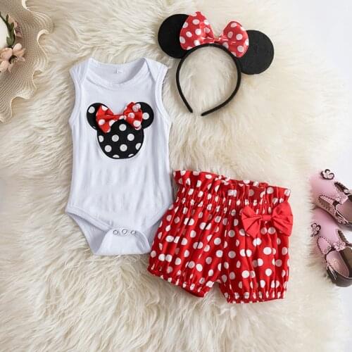 Mini Mouse Baby Girl Clothes 1 2 Year Birthday Party 3pcs Outfits Clothing Set Polka-Dot Mouse Christmas Clothes Set for Kids