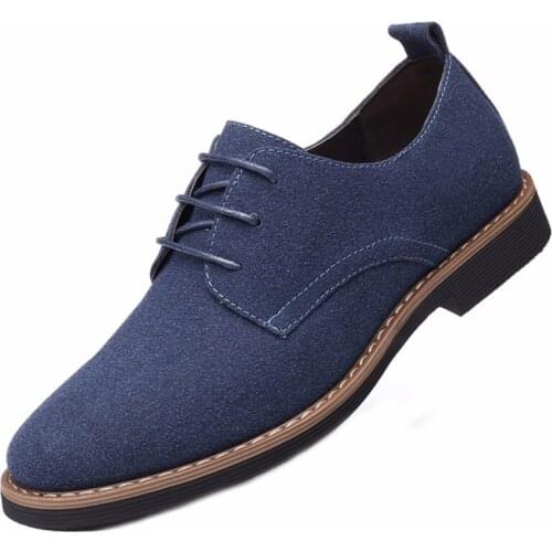 Trendy Mens Nubuck Leather Casual Shoes Lace Up Mens Leather Shoes Suede Fashion Trend Large Size Mens Shoes Male Footwear