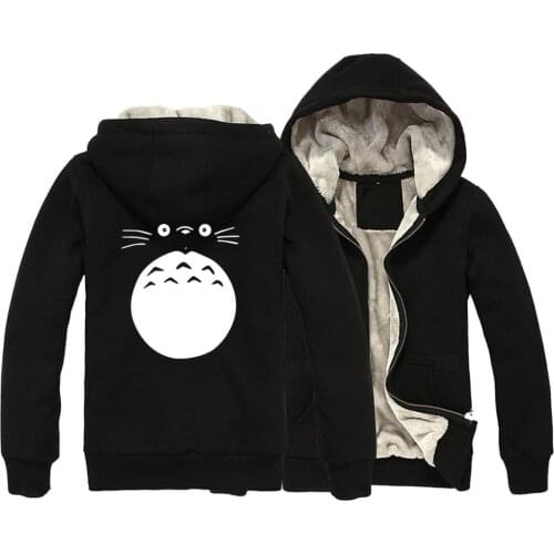 My Neighbor Totoro Japan cartoon character face belly Man Boy Parkas Full Zip Coat Plus Velvet Autumn Winter Clothes ZIIART