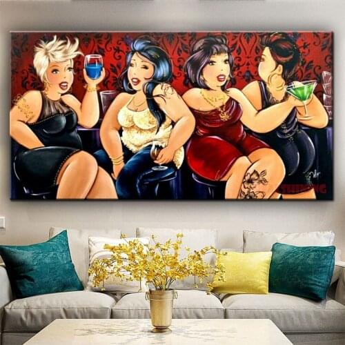 5D DIY Diamond Painting Full Square Round Fat Lady drink beer party Diamonds Embroidery Kits Large Decorations Home Gift N1512