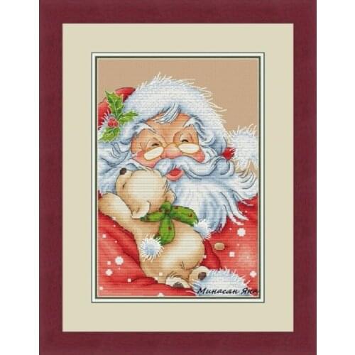 Needlework Cross stitch Handmade 14CT Counted Canvas DIY,Cross-stitch kits,Embroidery embroidery Santa Claus and Little Bear