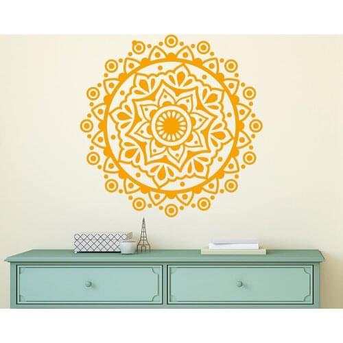 Mandala Lotus Flower Wall Decal Vinyl Sticker Home Decor Living Room Self Adhesive Art Stickers for Bedroom Yoga Studio D270