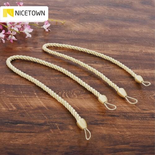 NICETOWN 2 Pieces Gold Curtains Ropes Ribbon& Tie Backs Drape Accessories for Living Room Sheer Curtains