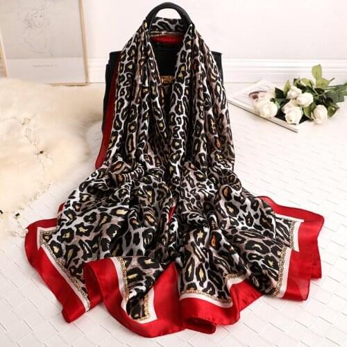 New 2020 Summer Women Scarves Soft Leopard Print Silk Scarves Lady Shawl And Wrap Designer Pashmina Bandana Beach Stoles Hijab