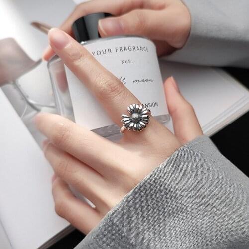 New Gothic Men Open Adjustable Size Sunflower Rings for Women Wedding Ring Jewelry Valentines Day GIFT 2021