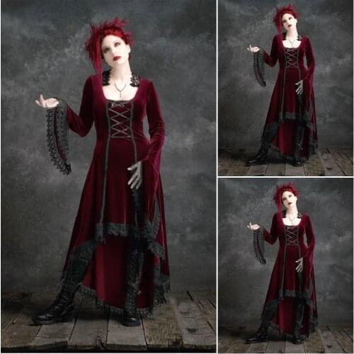 SC-390 Victorian Gothic/Vintage Dress Halloween Theater Movie punk style dress flare sleeve Custom made