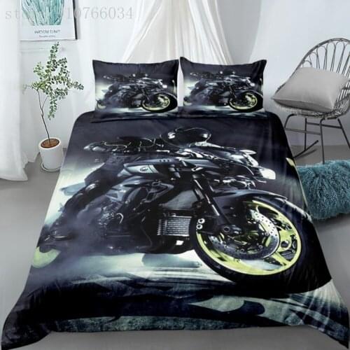 3D Lifelike Motorcycle Printing Duvet Bed Duvet Cover Twin Queen King Comforter Set High Quality Bed Linen Queen For Boys Adults