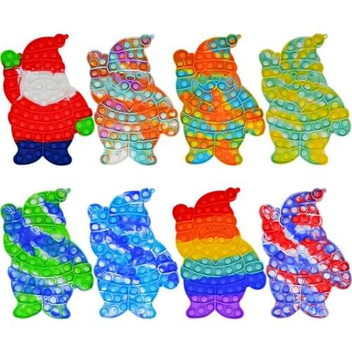 Christmas Santa Push Bubble Art Decor Autism Puzzle Relaxing Reliver Stress Decompression Game Toy For Adults Kids 1pc