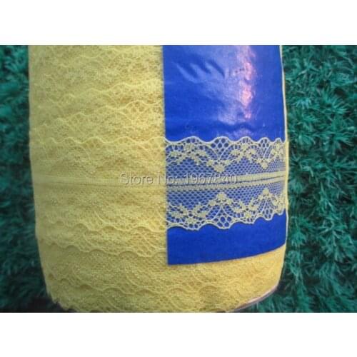 38 mm width of yellow lace fabric 10 yards / lot DIY clothing accessories Ribbon lace embroidery on both sides
