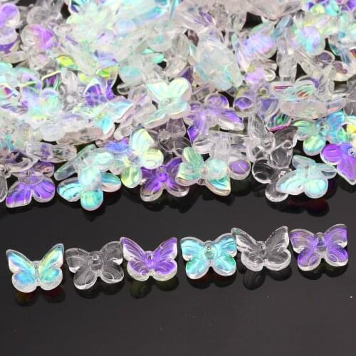10-50pcs White Transparent Butterfly Glass Spacer Beads 10mm Loose Beads For Jewelry Making Diy Necklace Bracelet Accessories