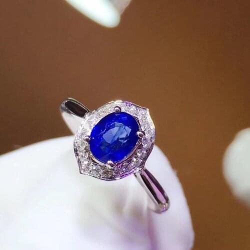 Natural and real Blue sapphire ring 925 sterling silver Fine handworked jewelry Finger rings