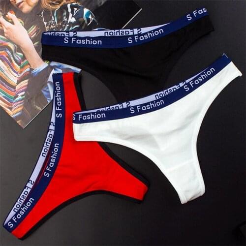 Letters Printed Women Cotton Thongs And G Strings Femme String Calcinha Lingerie Seamless Thong