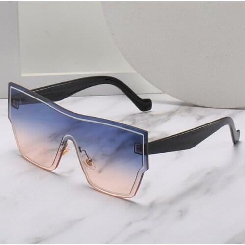 Square Gradient Womens Sunglasses 2021 Fashion Oversized Driving Sun Glasses Flat Top Pink Conjoined Shade Oculos UV400