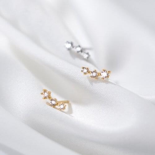 MloveAcc 100% Pure 925 Sterling Silver Mini Stud Earrings Pave Crystal CZ Wedding Earrings for Women Jewelry