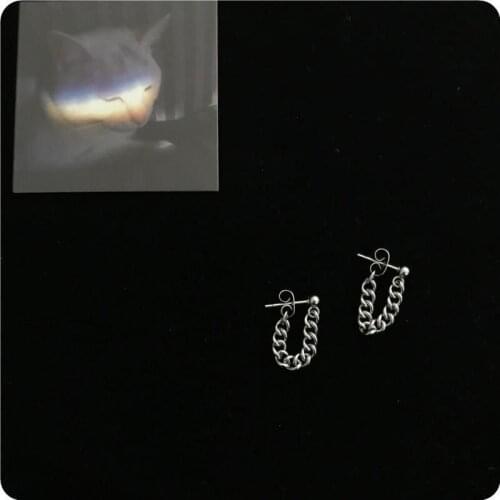 1 PCNewest Punk Trendy Minimalist Metal Chain Earrings Geometric Retro Round Hanging chain Earrings For Women Fashion Ear Jewelr