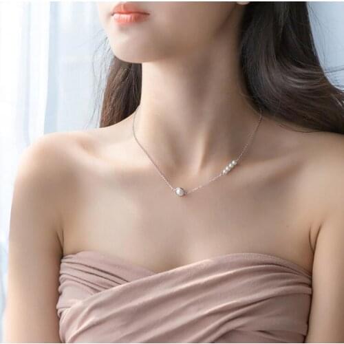 100% Real 925 Sterling Silver Pendants Necklaces Chain with Shell Pearl