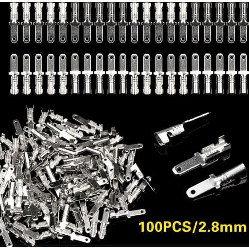 100Pcs Wire Connectors Bare End Spring Terminal Silver 2.8MM Terminal Connector Wire And Cable Link Terminal