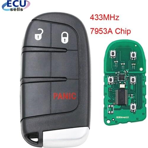 2+1 Buttons Smart Remote Key Fob for Dodge/Jeep/Chrysler 433MHz 7953A chip M3N-40821302 M3N40821302