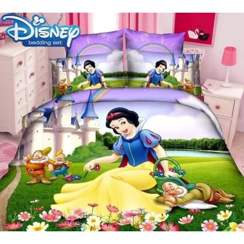 Cartoon twin size Princess Snow White Duvet Cover Set 2/3pcs for girls Bed linen single size Bed room Decor Birthday gift hot sa