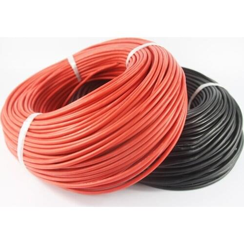 2meter Red+2meter Black Silicon Wire 8/10/12/14/16/18/ 20/22/24AWG Heatproof Soft Silicone Silica Gel Wire Cable