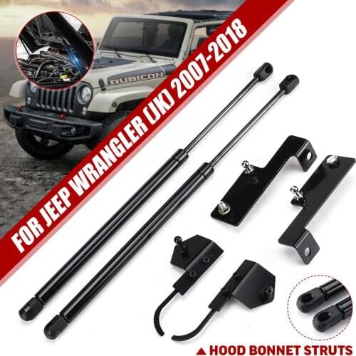 2pcs Front Hood Bonnet Modify Gas Struts Lift Support Shock Damper for Jeep Wrangler (JK) 2007 2008 2009 2010 2011 2012 - 2018